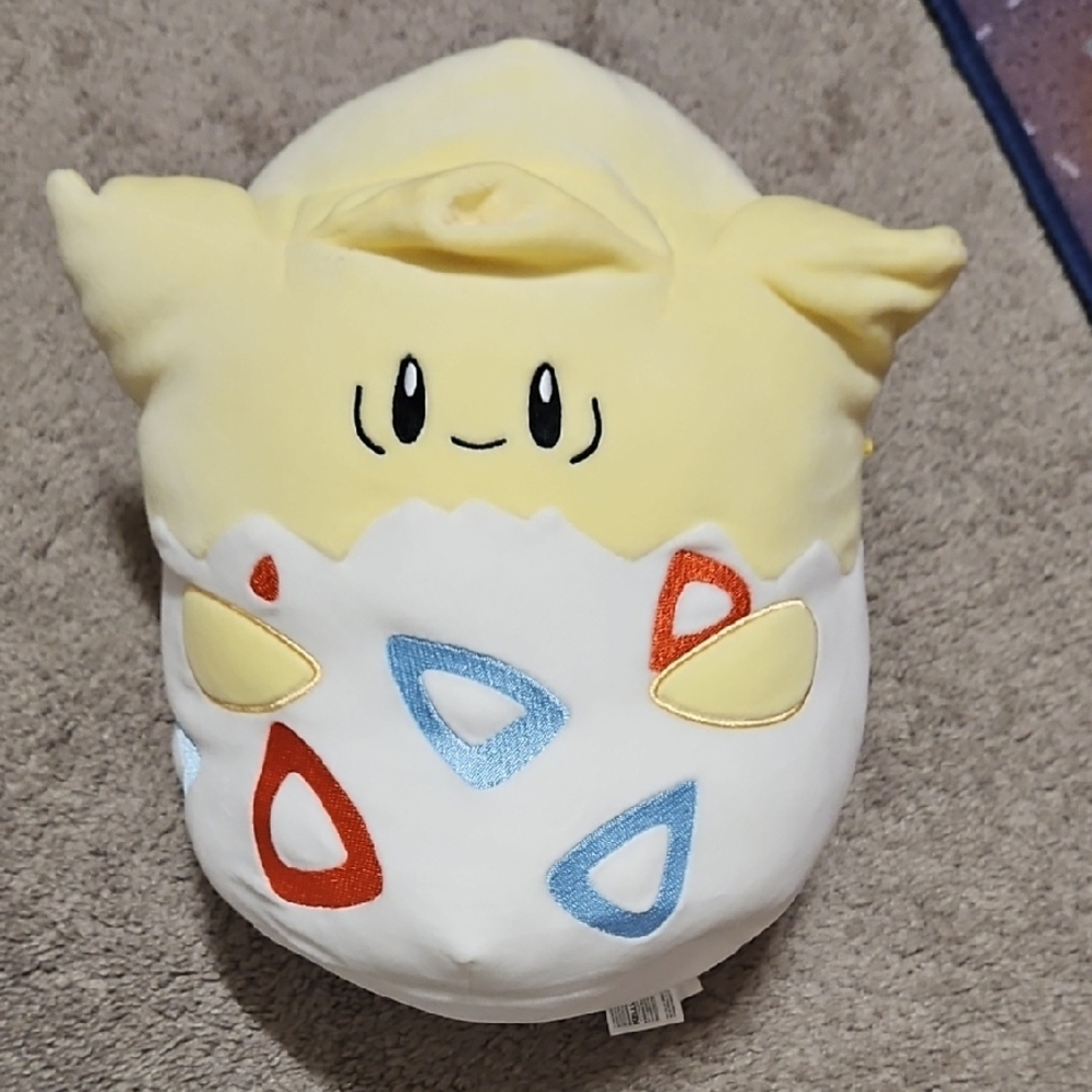 Togepi Squishmallows Yellow and White Plush with Red and Blue Accents